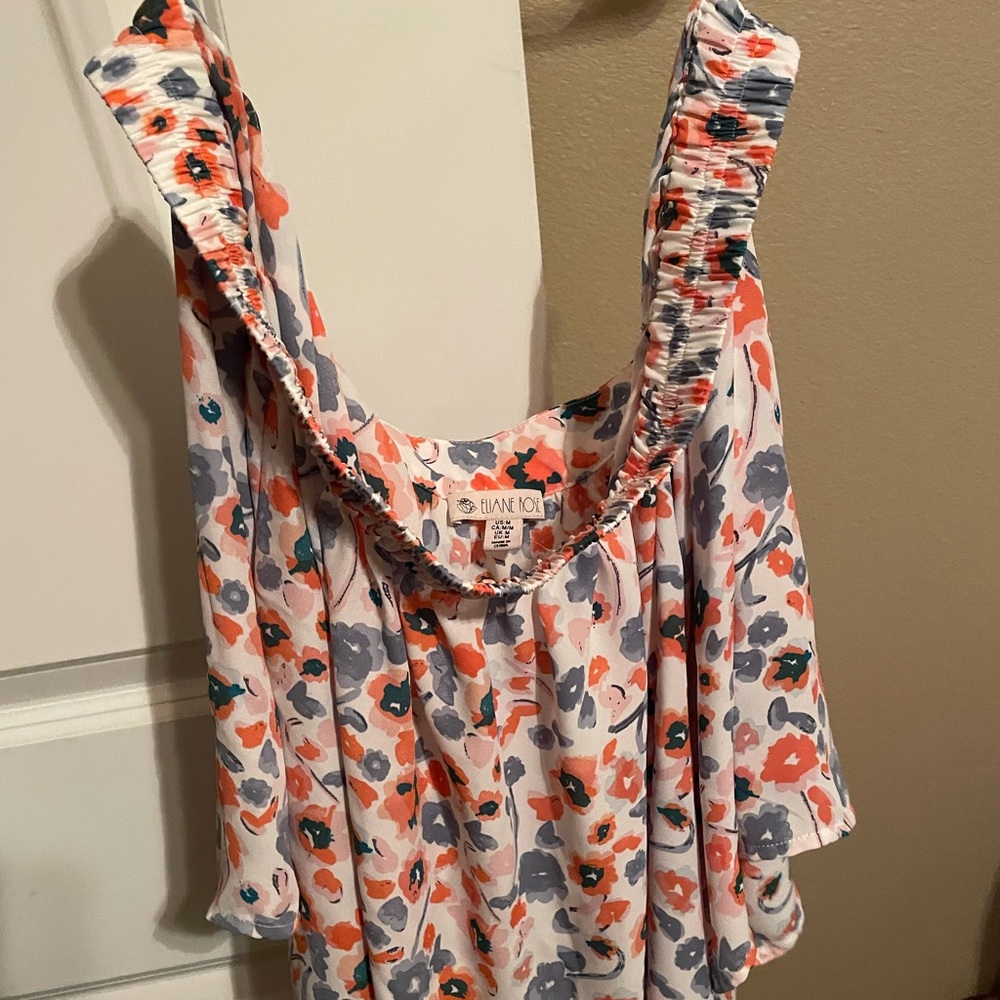 OFF THE SHOULDER FLOWER PRINTED FLOWY TOP